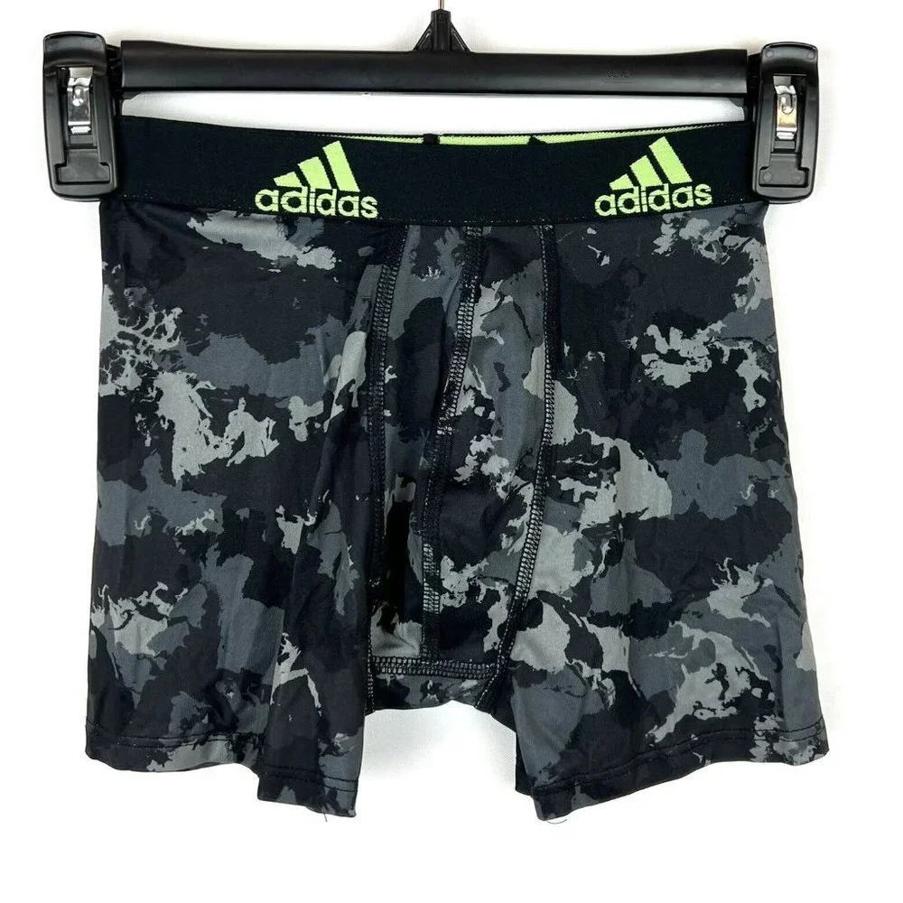Adidas Boy’s 3-Pack Grey/Lime Green/Camo Boxer Shorts Size Medium